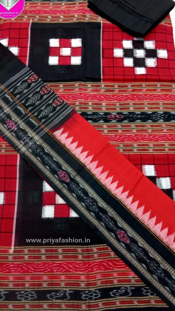 100927 Sambalpuri Handloom Cotton Dress Material With Dupatta Set