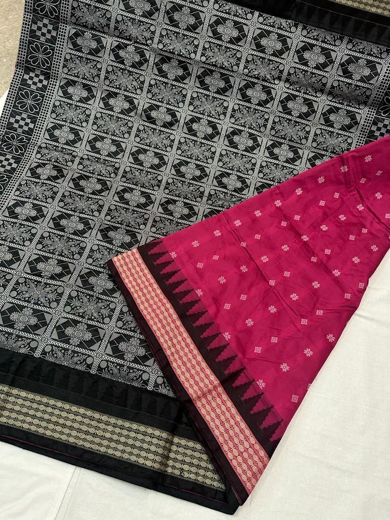 Sambalpuri Silk Ikat Pink Saree | Kankatala