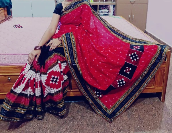 100962 Sambalpuri Handloom pach work saree