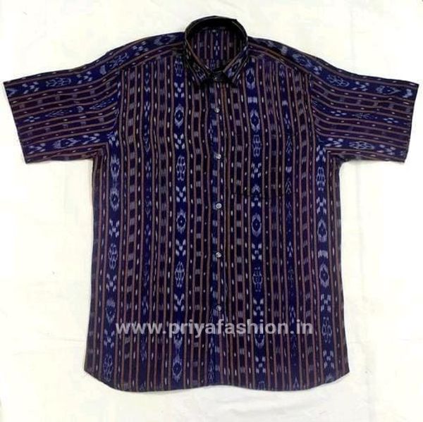 100967Sambalpuri Handloom Cotton Half Shirt  - 40