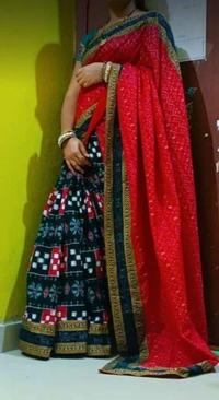 100997 Sambalpuri Handloom Cotton Patchwork Saree with Blause 