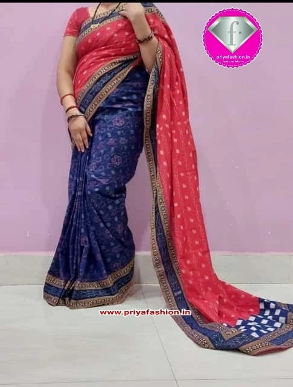 100986 Sambalpuri Handloom Cotton Patchwork Saree With Blause 