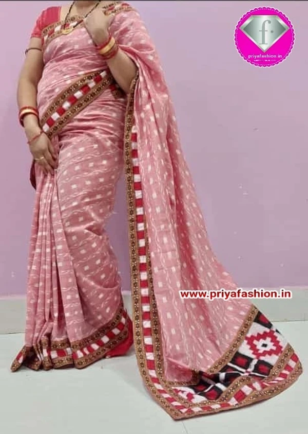 101000 Sambalpuri Handloom Cotton Patchwork Saree With Blouse 