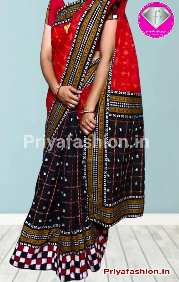 101009 Sambalpuri Cotton Patchwork Saree With Blouse 