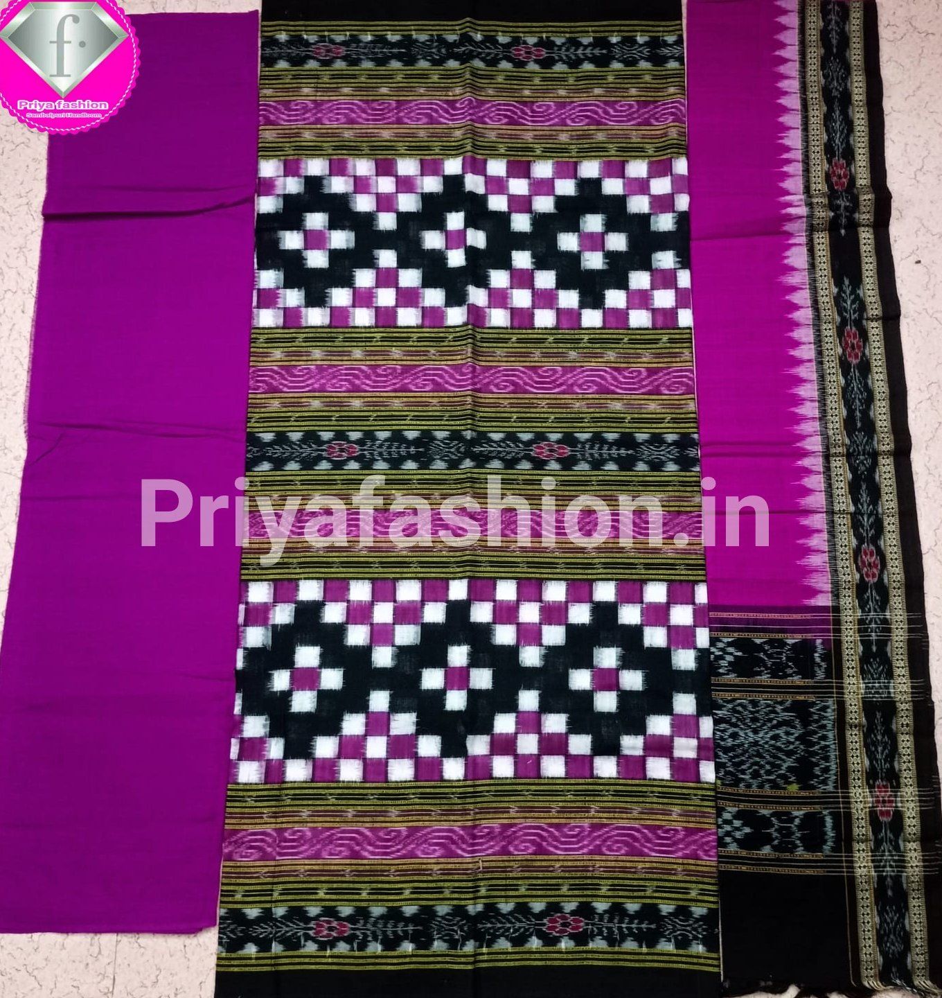 101809 Sambalpuri Handloom Dress Material With Dupatta
