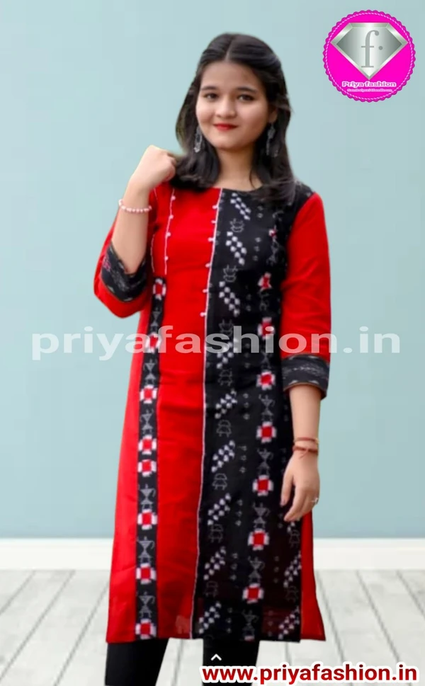 101061 Sambalpuri Handloom Cotton Kurti  - 36 Chest