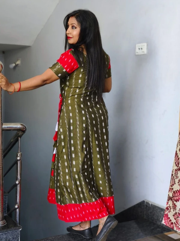 101065 Sambalpuri Handloom Round Kurti ,Anarkali  - 34 Chest