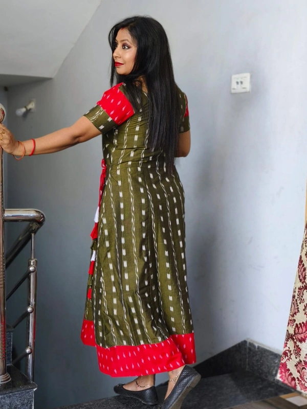 101065 Sambalpuri Handloom Round Kurti ,Anarkali  - 38 Chest