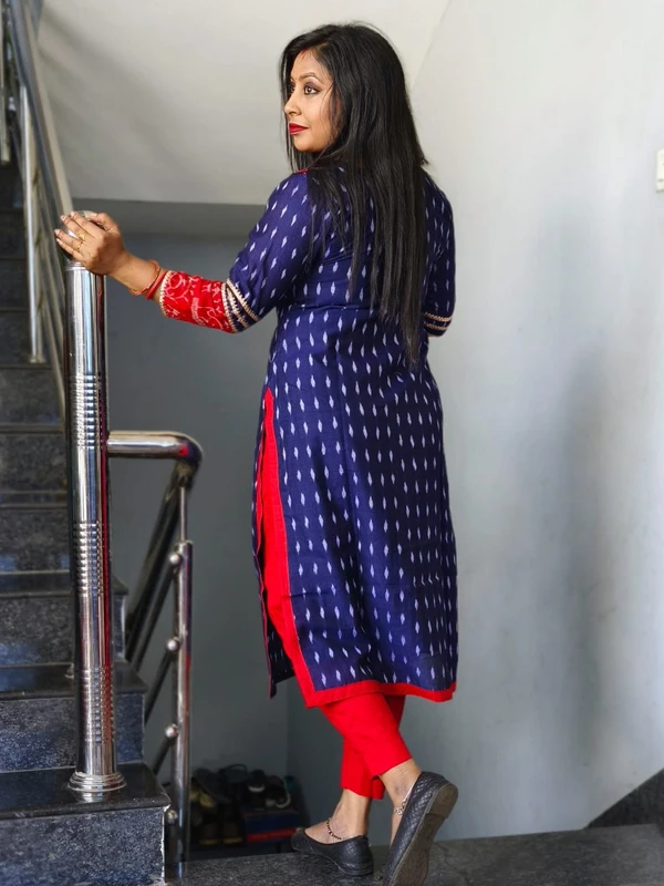 101066 Sambalpuri Handloom Round Kurti ,Anarkali  - 32 Chest