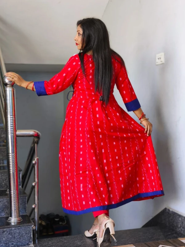 101067 Sambalpuri Handloom Round Kurti ,Anarkali  - 34 Chest