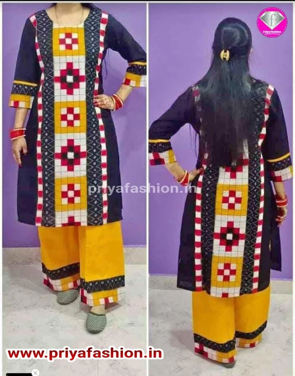 101075 Sambalpuri Handloom Cotton Kurti With Plazo Set  - 32 Chest