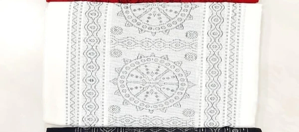 101105 Sambalpuri Handloom Bankei Dupatta  - White