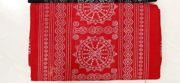 101105 Sambalpuri Handloom Bankei Dupatta  - Bright Red