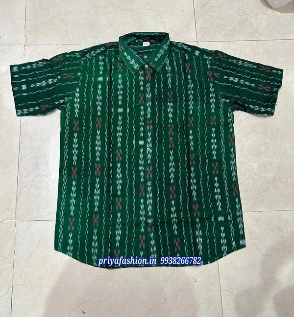101206 Sambalpuri Handloom Cotton Half Shirt - 44