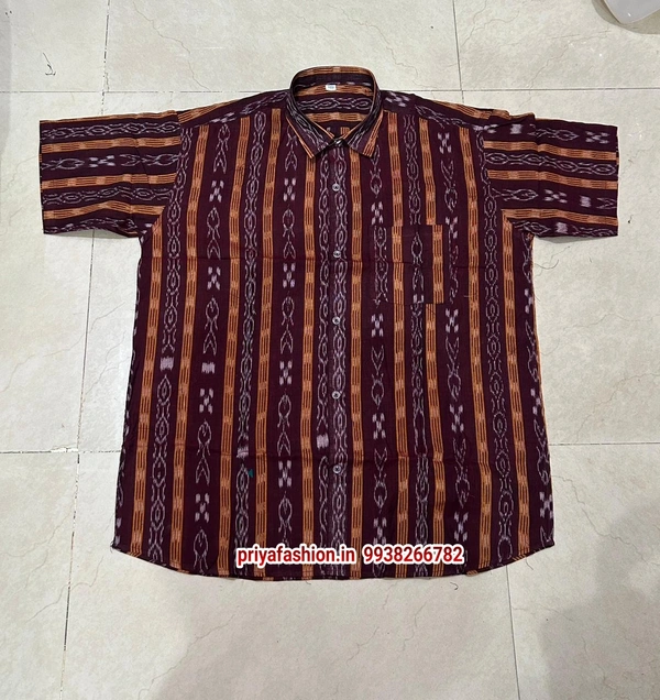 101207 Sambalpuri Handloom Cotton Half Shirt - 44