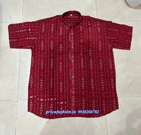 101208 Sambalpuri Handloom Cotton Half Shirt - 44