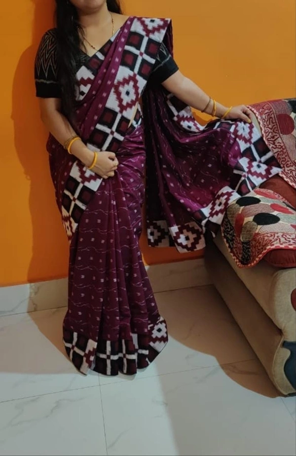 101443 Sambalpuri Handloom Patchwork Saree With Blause  - Siren