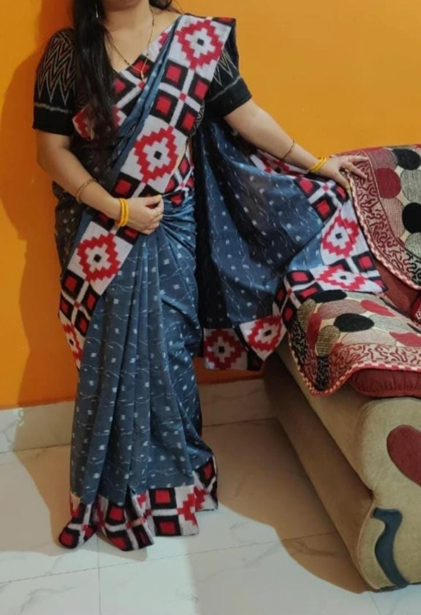 101443 Sambalpuri Handloom Patchwork Saree With Blause  - Martini