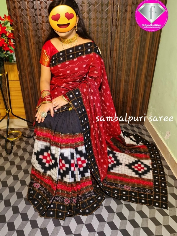 101444 Sambalpuri Handloom Patchwork Saree With Blause 