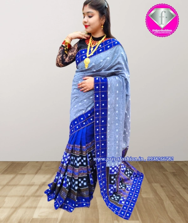 101445 Sambalpuri Handloom Patchwork Saree With Blause 