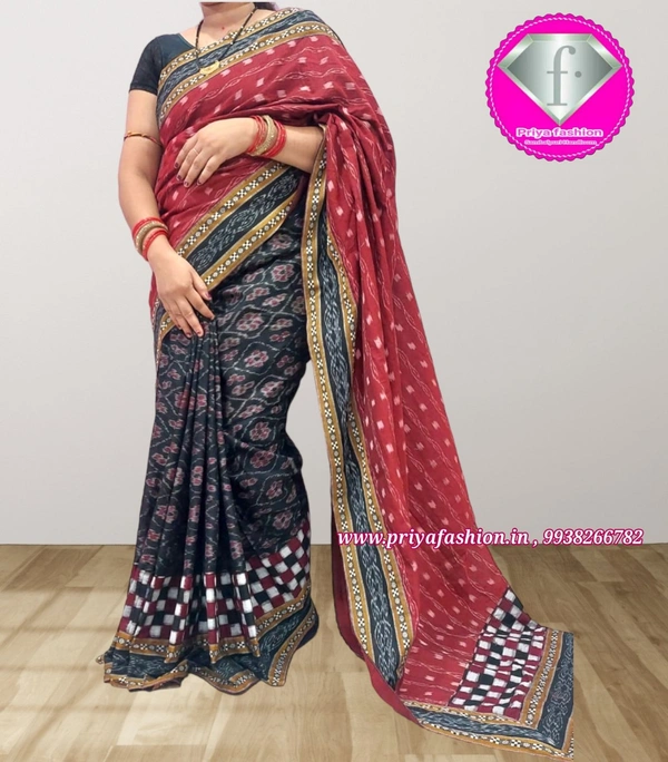 101447  Sambalpuri Handloom Patchwork Saree With Blause 