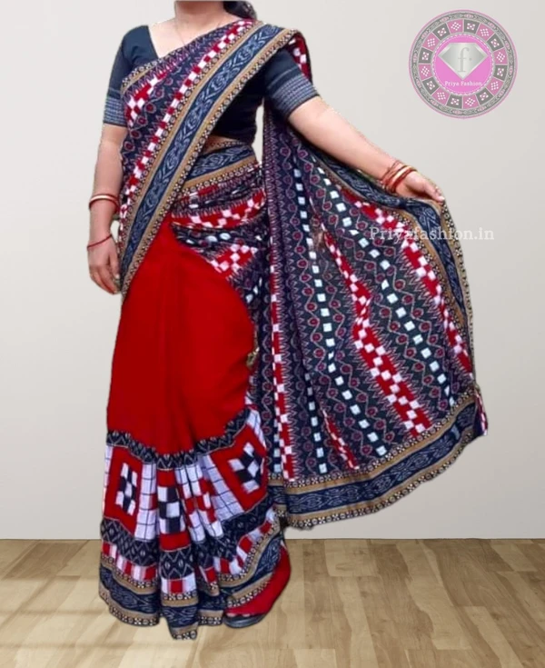 101556 Sambalpuri Handloom Patchwork Saree With Blause 