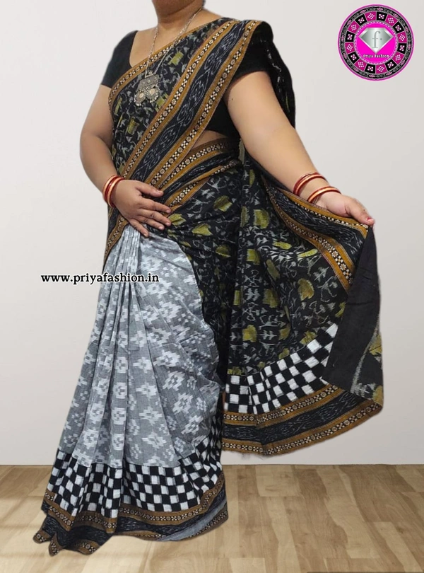 101587 Sambalpuri Handloom Patchwork Saree With Blause 