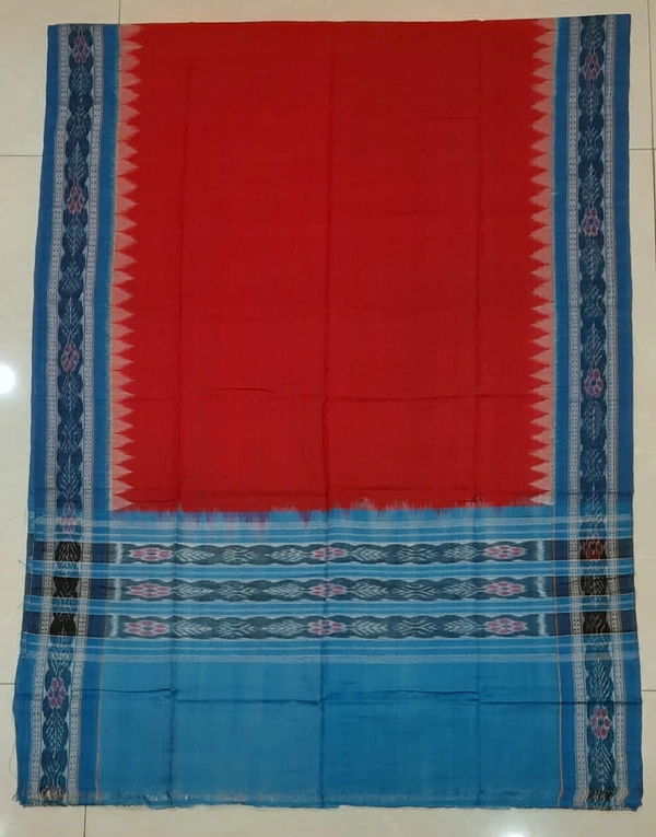 101602 Sambalpuri Handloom Dupatta  - Guardsman Red, Picton Blue