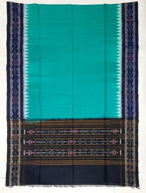 101604 Sambalpuri Handloom Dupatta  - Eastern Blue, Black