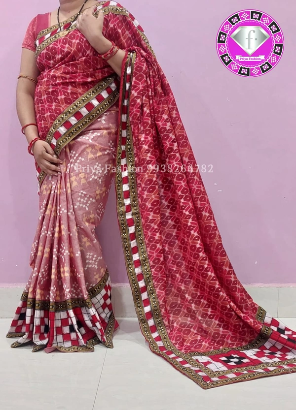101612 Sambalpuri Handloom Cotton Patchwork Saree With Blause - Sk9000