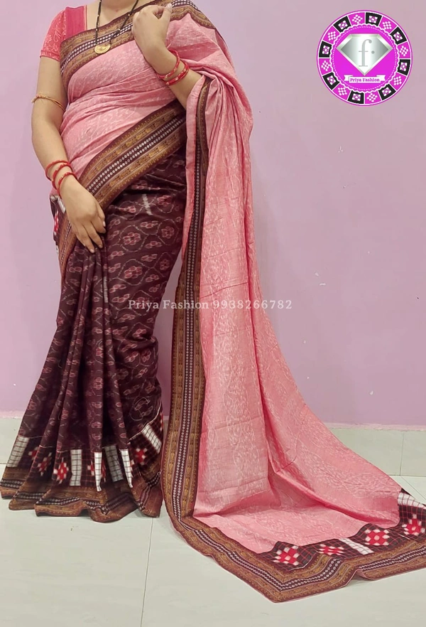 101614 Sambalpuri Handloom Cotton Patchwork Saree With Blause - Sk9000