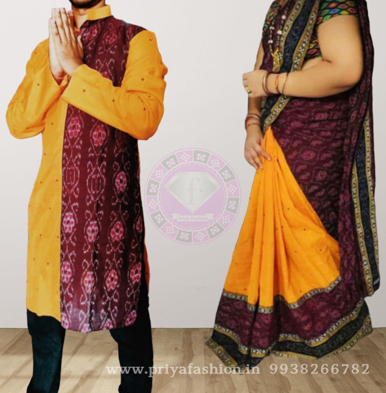 Buy Tealish Blue Pure Handloom Cotton Kurta With Saree Couple set Online at  Best Prices - Yes!poho