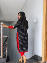 101642 Sambalpuri Cotton Kurti Both Side Same Fabric  - Black, 38