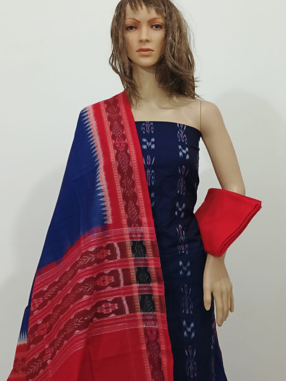Black Ikkat Sambalpuri Silk Dress Material | C251800442 – Priyadarshini  Handloom