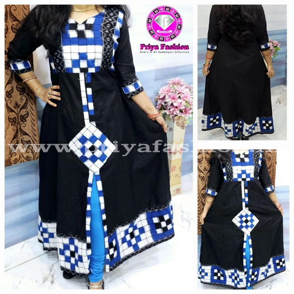 101675 Sambalpuri Handloom Cotton Round Top / Long Kurti - 42