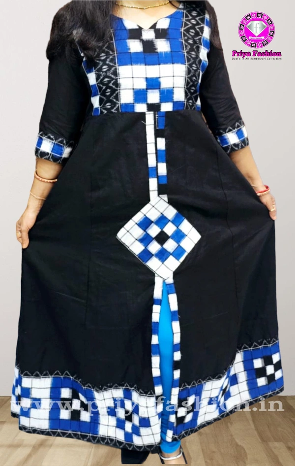 101675 Sambalpuri Handloom Cotton Round Top / Long Kurti - 40