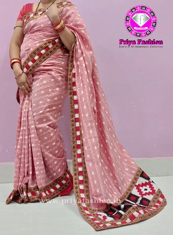 101677 Sambalpuri Handloom Cotton Patchwork Saree With Blause 