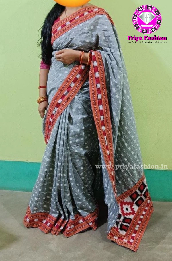 101678 Sambalpuri Handloom Cotton Patchwork Saree With Blause 