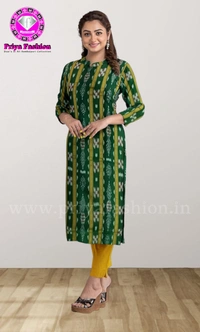 101681 Sambalpuri Handloom Cotton Stitching Kurti , Pant & Dupatta Set   - 42, Only Kurti