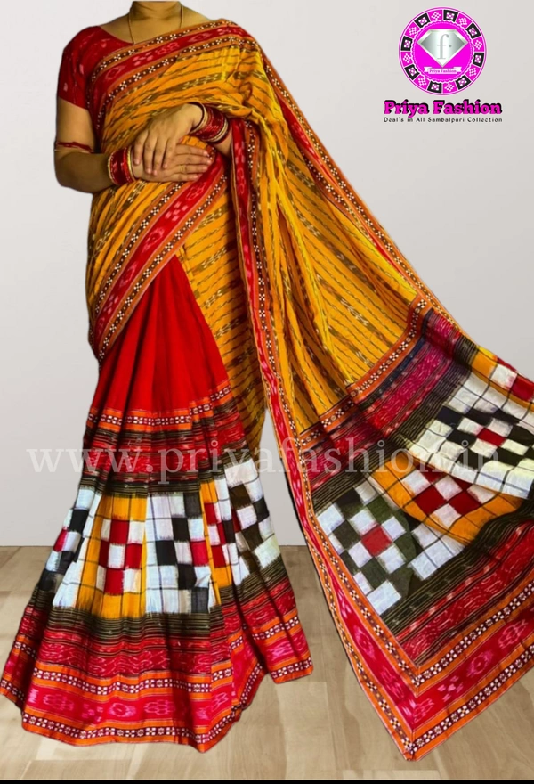 101683 Sambalpuri Handloom Patchwork Saree With Blause 