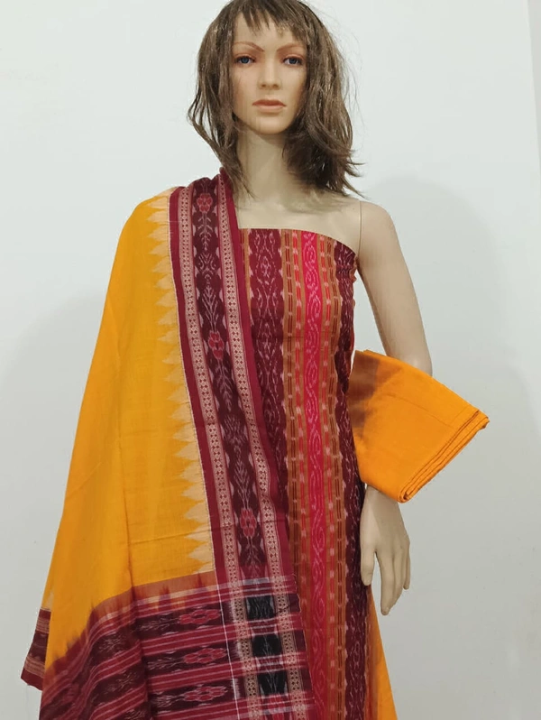 101720  Sambalpuri Handloom Cotton Dress Material With Dupatta 