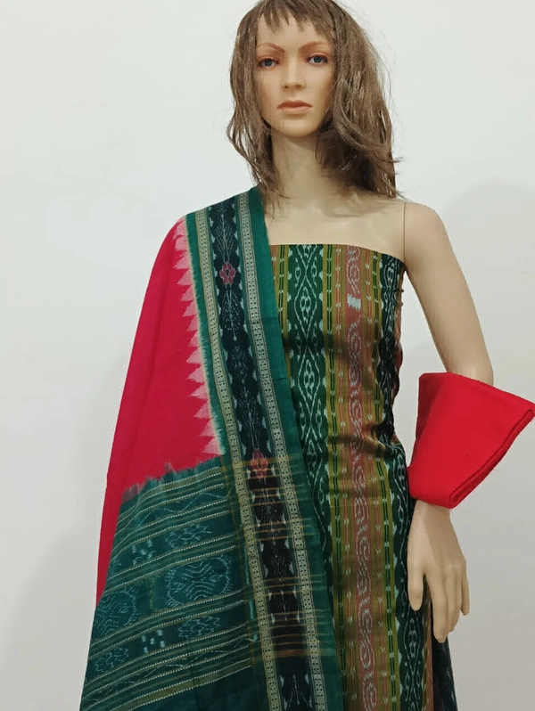101725 Sambalpuri Handloom Cotton Dress Material With Dupatta 