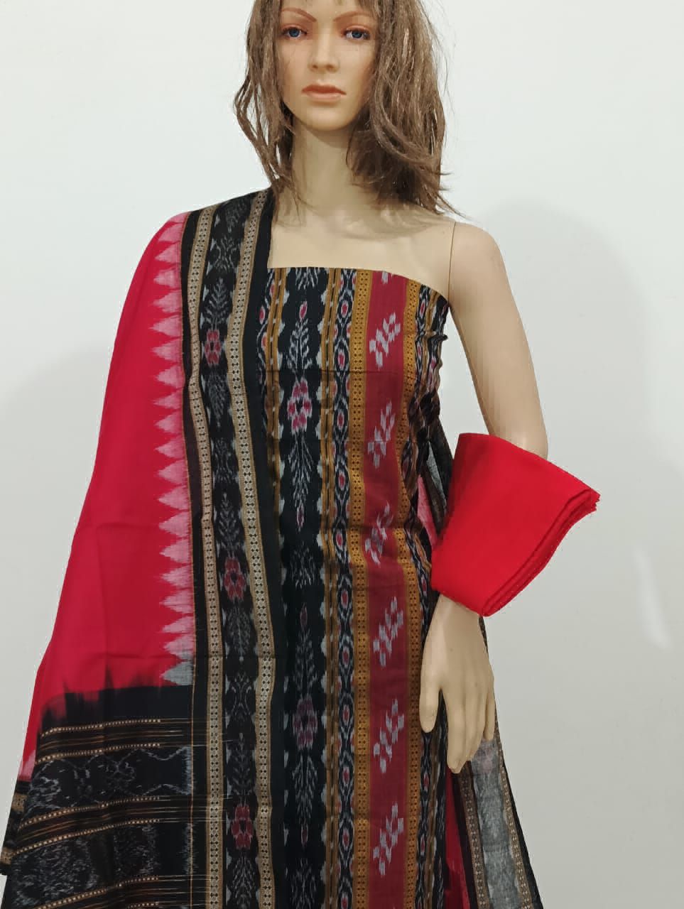 Brown Pure Cotton Handloom Unstitched Salwar Suit Dress Material – Stilento