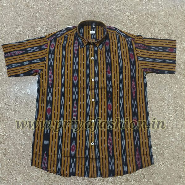 101036 Sambalpuri Handloom Cotton Half Shirt  - 42