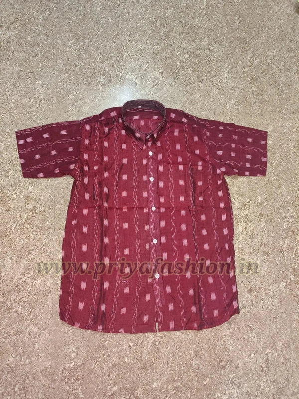 101203 Sambalpuri Handloom Cotton Half Shirt - 36