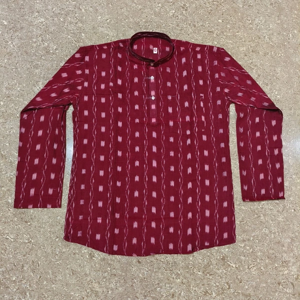 100523 Man Sambalpuri Short Cotton Kurta/Dhila - Carnaby Tan, 40