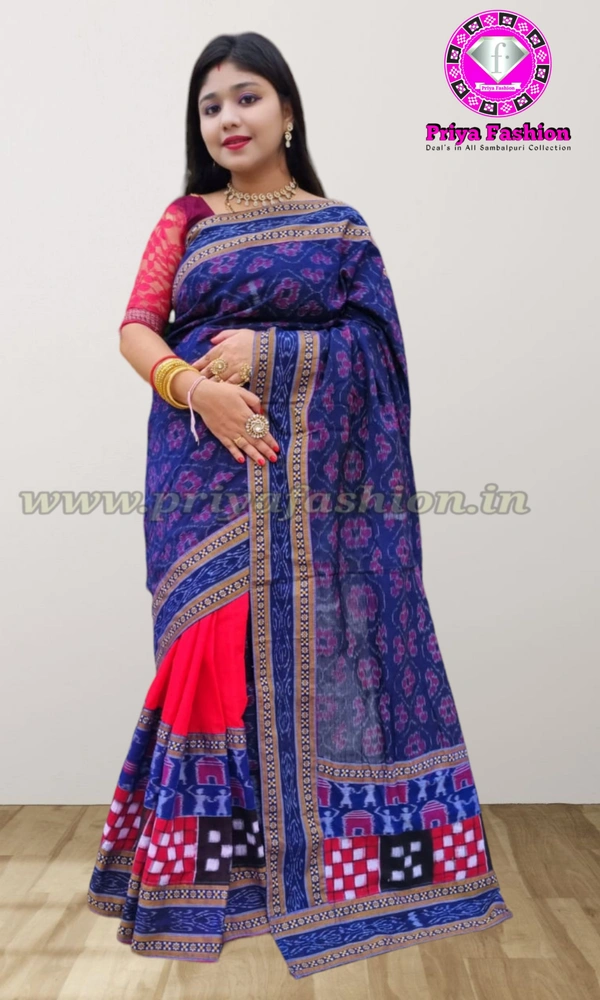 102005 Sambalpuri Handloom Patchwork Sarees With Blause 