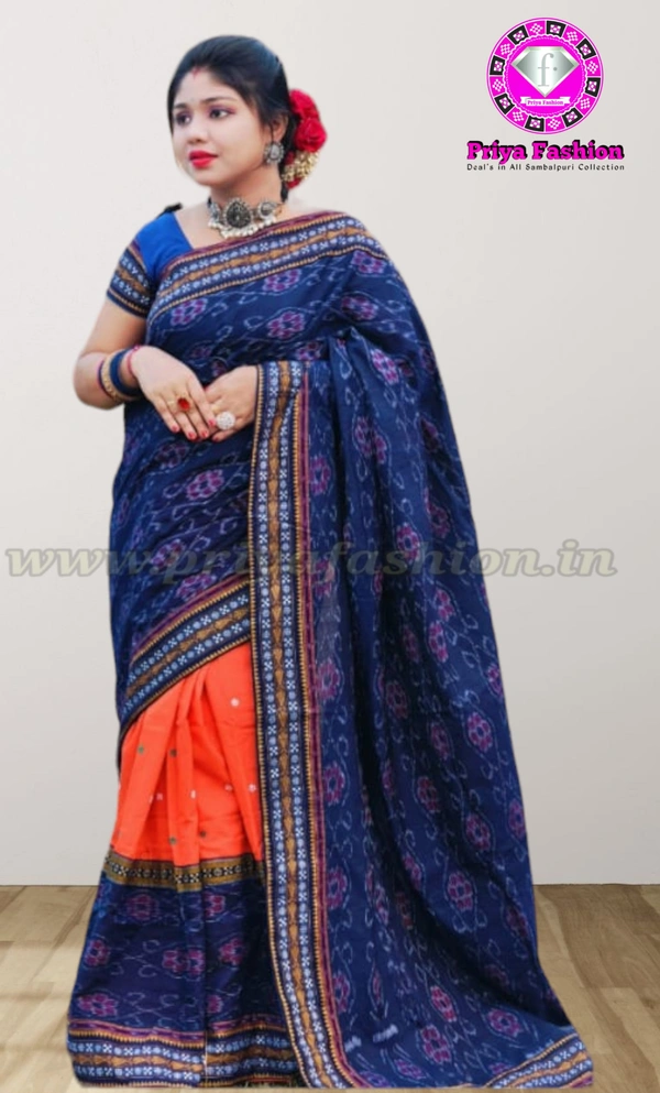 102006 Sambalpuri Handloom Patchwork Sarees With Blause 