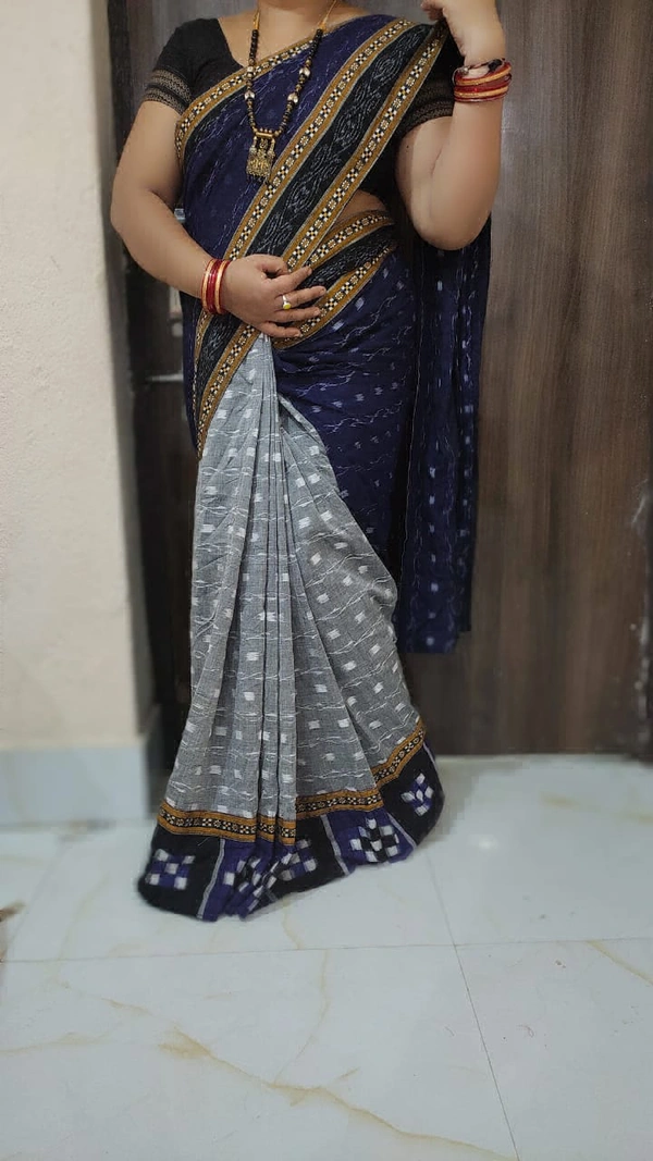 102028 Sambalpuri Handloom Patchwork Saree With Blause 