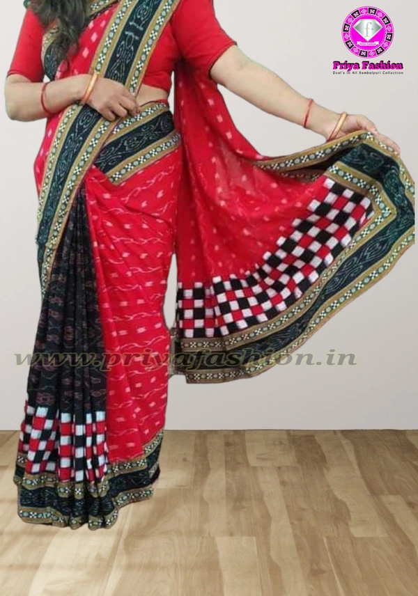 102034 Sambalpuri Handloom Patchwork Saree With Blause 